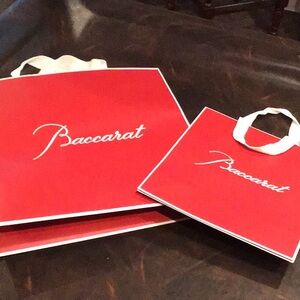 Baccarat Red Shopping Bags with White Script Logo